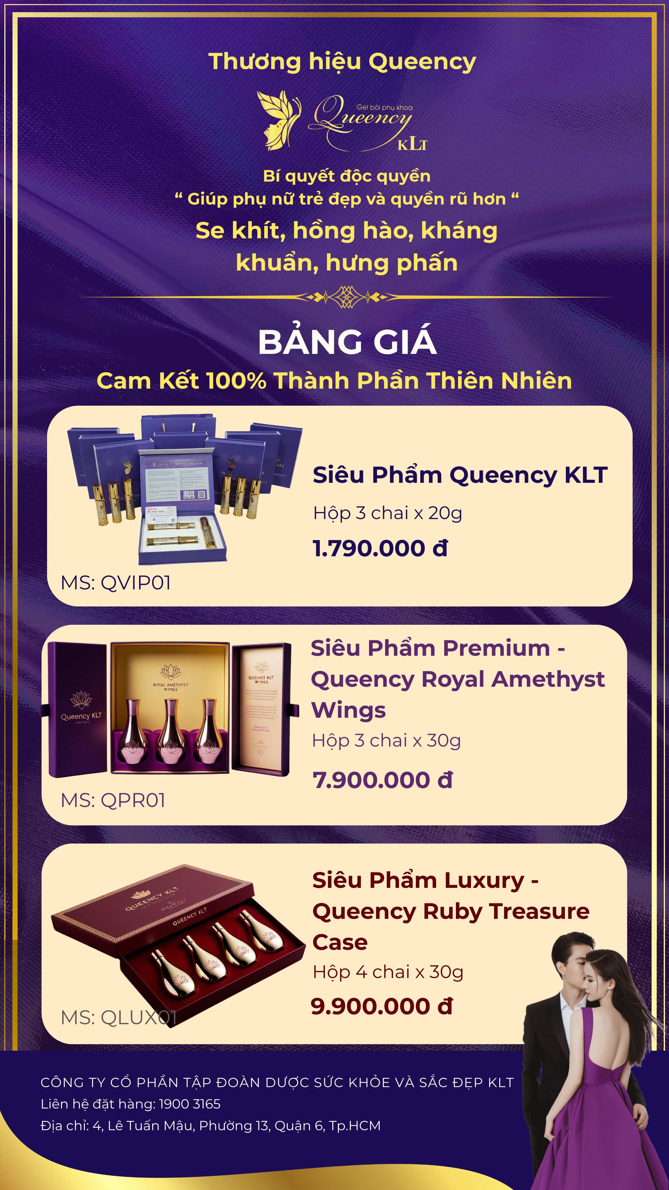 Bảng giá QUEENCY - Cam kết 100% thành phần thiên nhiên